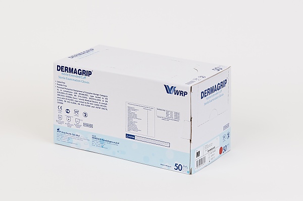 DERMAGRIP Nitrile Extended Cuff, sterile, Packaging